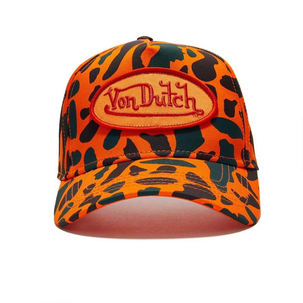 Von Dutch Orange and Black Camo Hat - CAMO TRUCKER HAT 242